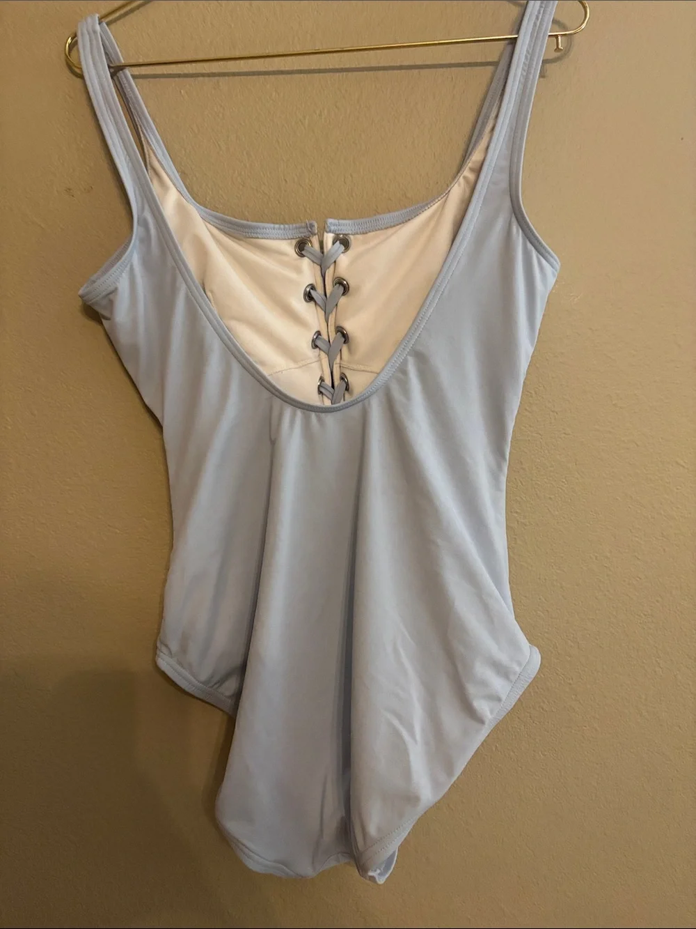Michael Kors Light Blue Lace-Up One-Piece Swimsuit